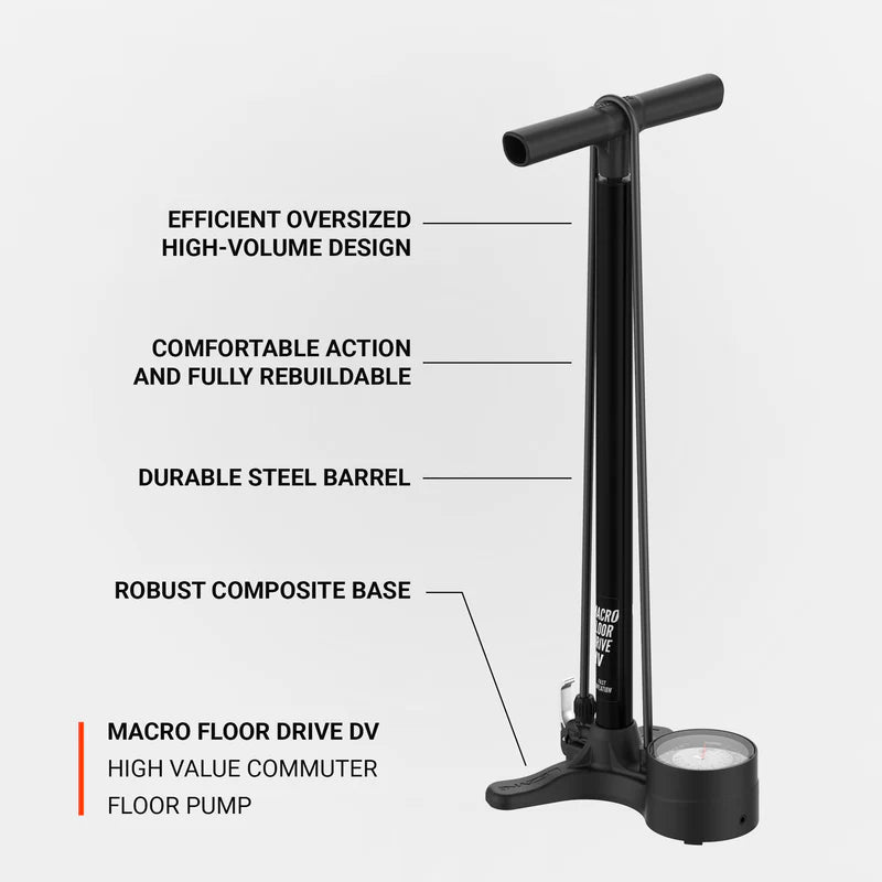 Lezyne Macro HV Floor Drive DV Floor Pump Flat Black