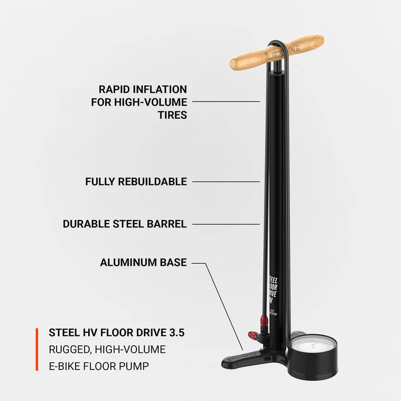 Lezyne Steel HV Floor Drive 3.5 Floor  Pump Flat Black